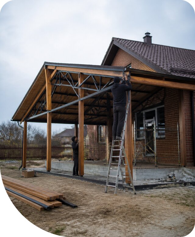 Пристройка навеса к дому и участку в Мысках под ключ
